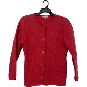 BLUHM Womens Red Button Front Long Sleeve Cardigan Sweater Size‎ Small Lagenlook